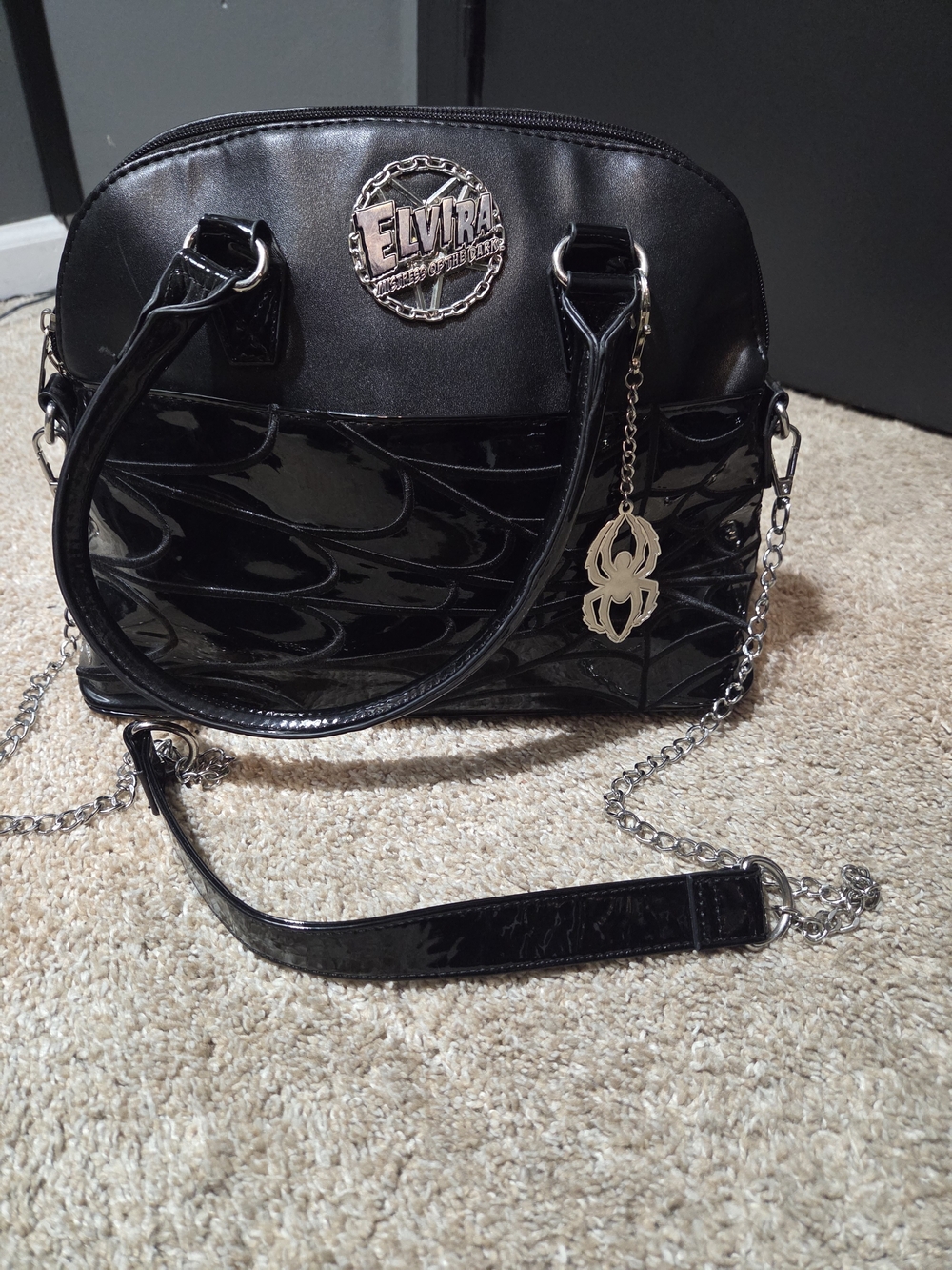 kreepsville 666 Elvira Women's Spiderweb Handbag Macabre Mobile Black Collection - Picture 4 of 7